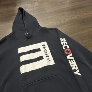 mine Black Hoodie with White Eminem Graphic and Red Accent
